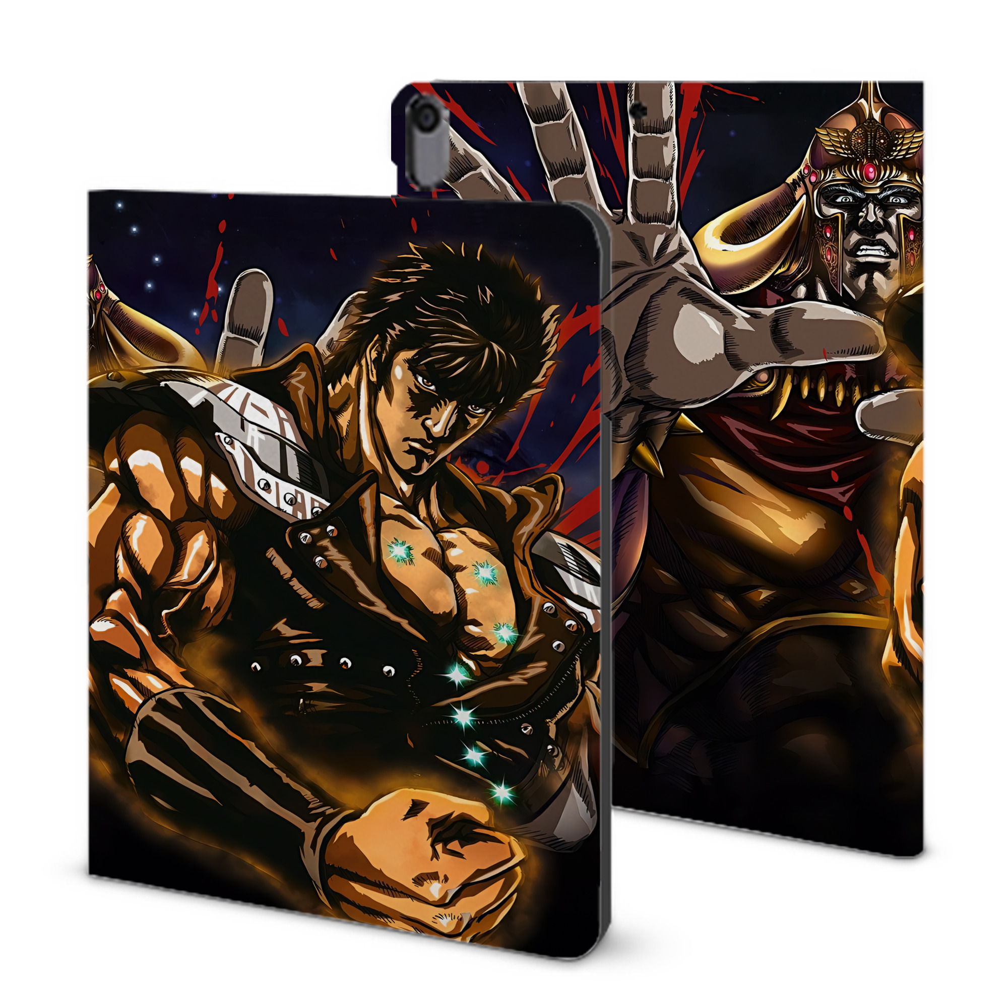 （画像用） 北斗の拳 Fist of the North Star IPad ケース ブック型 PUレザー TPU 耐衝撃 軽量 薄型 ペン収納なし 全面保護 IPad 各モデル対応